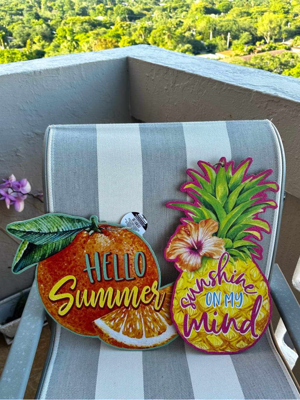 🍍 Tropical Fruit Summer Wall Decor Set of 2 NWT 🍊 - Picture 2 of 8